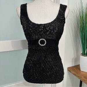 Vintage Babydoll Tank Y2K Black Tan Medium Dark Romantic Whimsigoth EUC Made USA